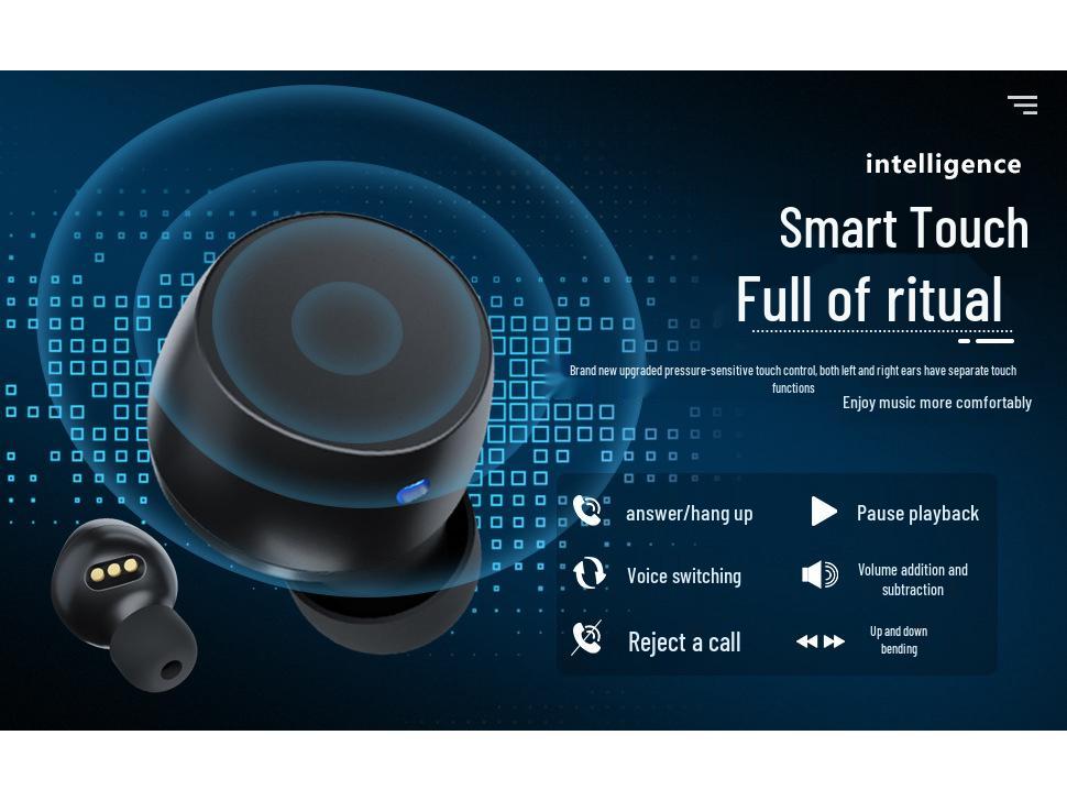 5.3 In-ear TWS Mini True Wireless Bluetooth Sports Earbuds - Long Battery Life & Noise Cancelling
