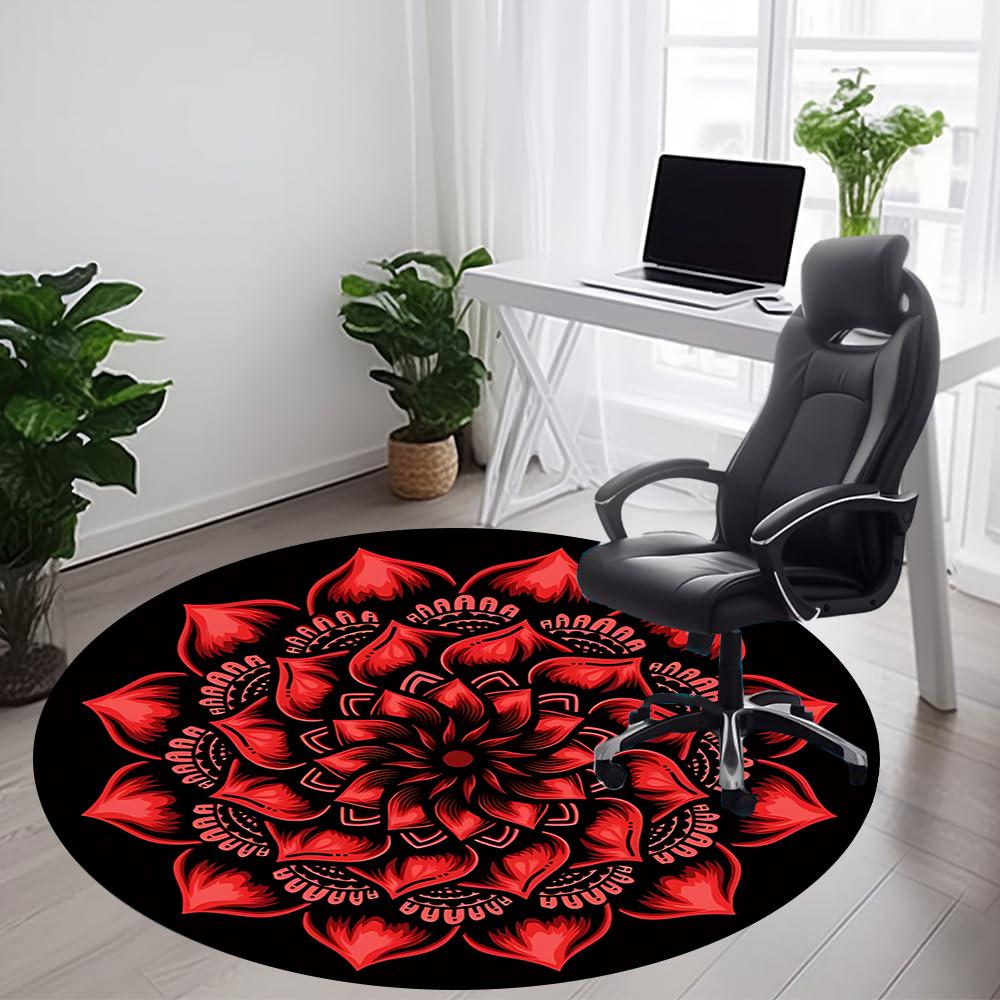 1pc Floral Mandala Office Round Area Rug, Indoor Mat Suitable ForOffice, Under Office Chairs Bedroom Living Room Home Decor, Room Deco q136