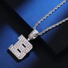 Full Zircon Ladder Square Letter Necklace 26 English Letter Pendant Hip Hop Trend Jewelry Men And Women