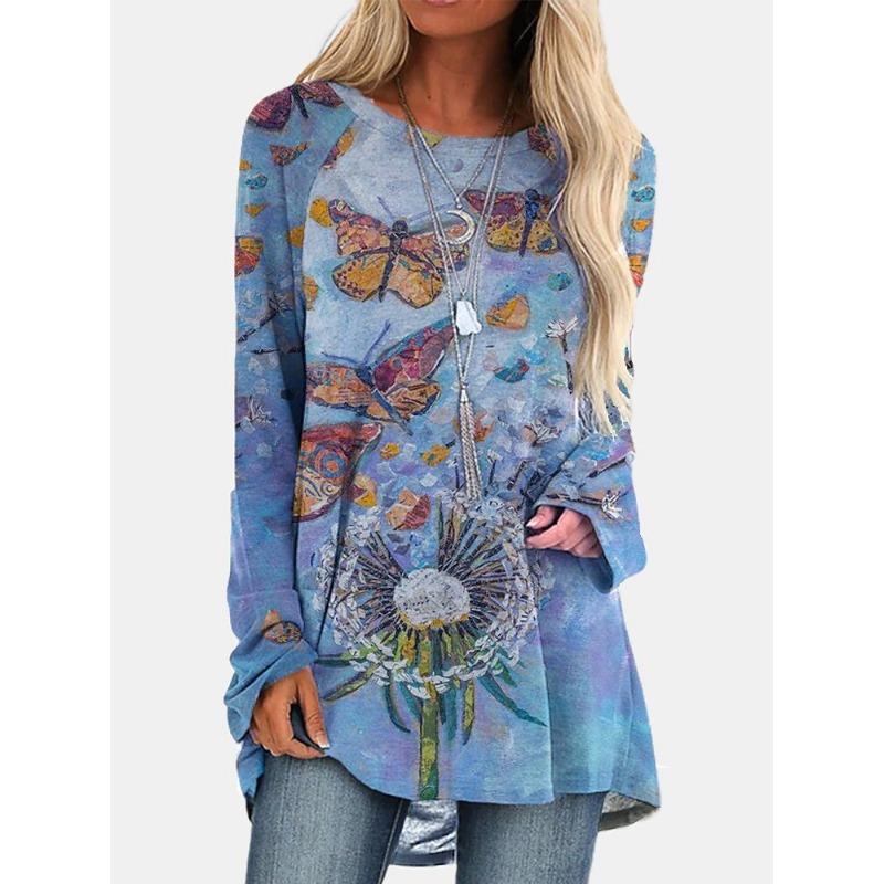 Damski T-shirt, Nadruk 3D, Okrągły dekolt, Długi rękaw, Casualowy, Lekki top, halloween, Hip Hop, Duży rozmiar, Moda