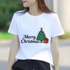 Fashionable Christmas Happy Christmas Tree Printed Tshirt Short Sleeve Round Neck Versatile Womens Tshirt