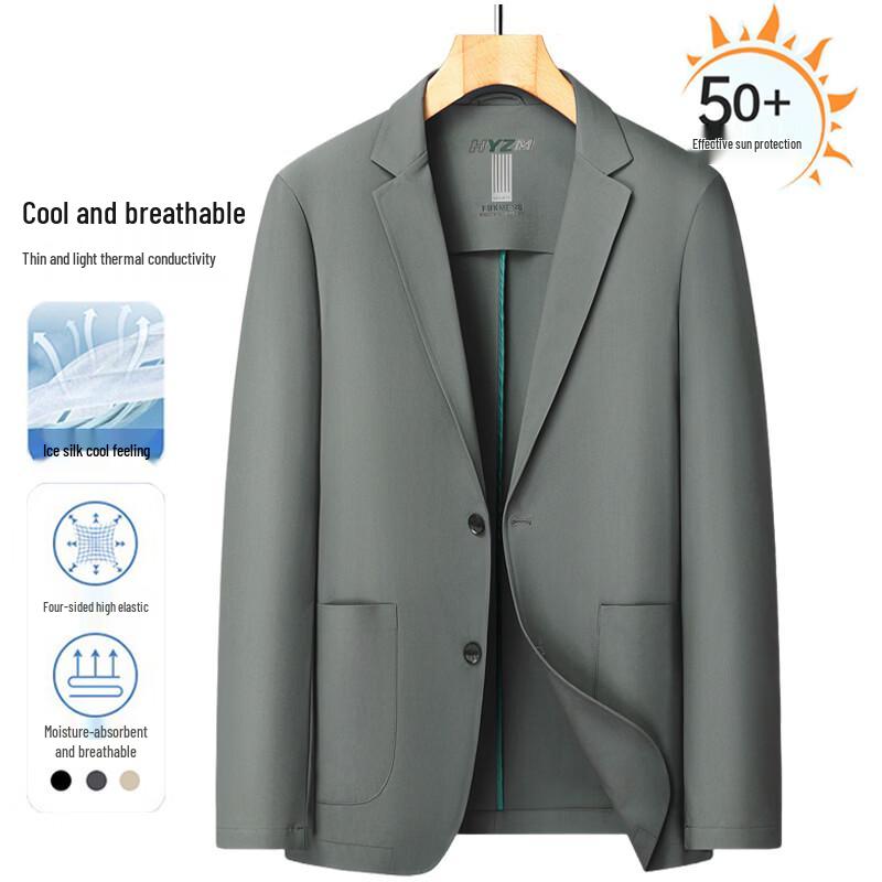 PLAYBOY Men s Quick-Dry Ice Silk Casual Blazer XL
