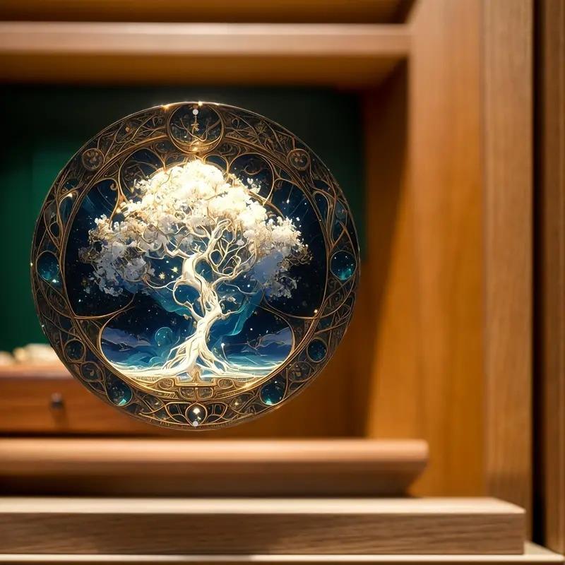 Tree of Life Mandala Old Style Round Logo, Art Deco Style Wall Decoration Front Door, Porch, Living Room, Bedroom