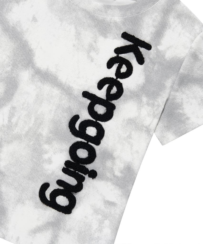 KKEEE Keep Going Boucle Embroidery Crop Short Sleeve Tee