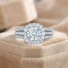 Sterling Silver Trendy Women Rings with Brilliant Cubic Zirconia Luxury Engagement Rings Fashion Wedding Party Jewelry Gift