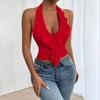 Women's Neck Hanging Red Vest For Spring And Summer 2026, Backless Design Sense, Short Top