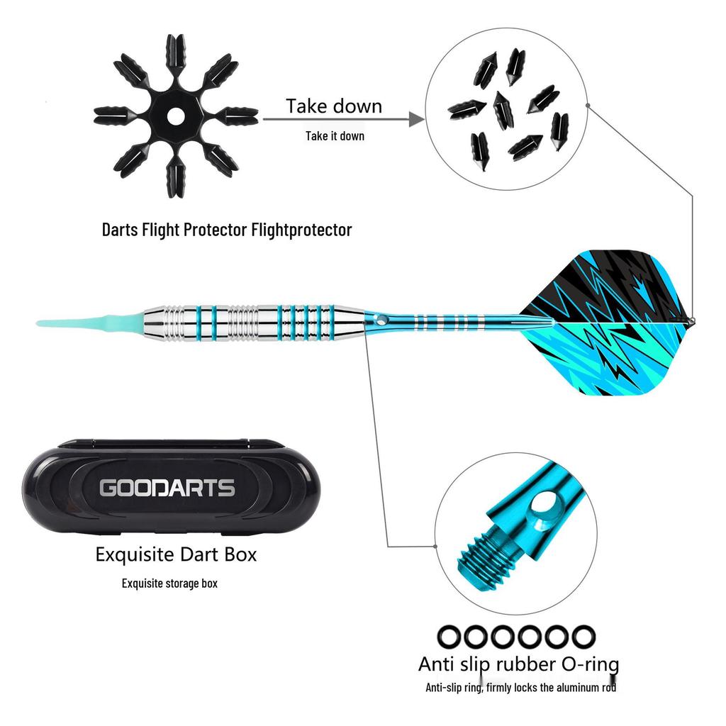 GOODARTS Weißes Mondlicht Soft-Tip Dartpfeilset mit elektronischen Spitzen