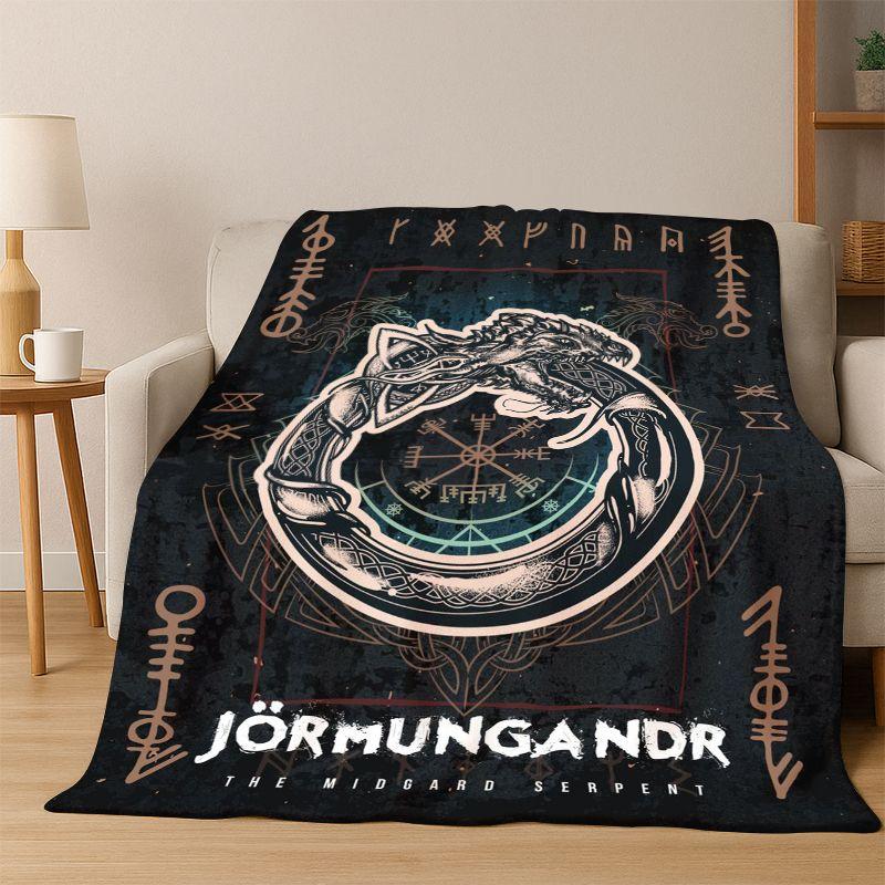 Guerrier VikingSymbole Valknut Nordique Valhalla Couverture en Flanelle Couverture Douce et Chaude pour Chambre à Coucher Salon Lit Voyage Camping