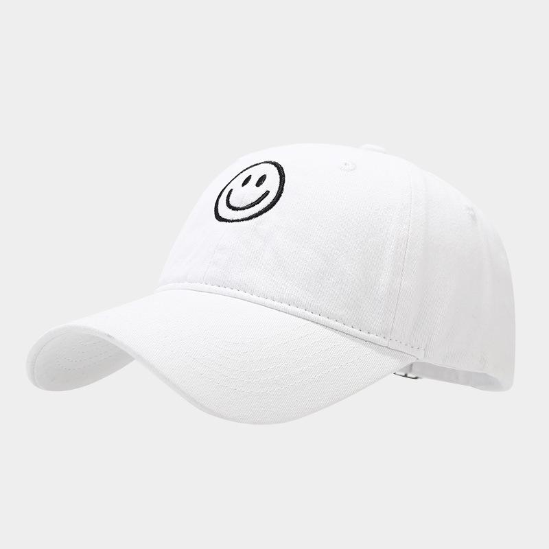 

Washed Cotton Baseball Caps Women Men Soft Snapback Hat Outdoor Sport Trucker Gorras Smile Face Embroidery Hip Hop Dad Hat Gifts білий