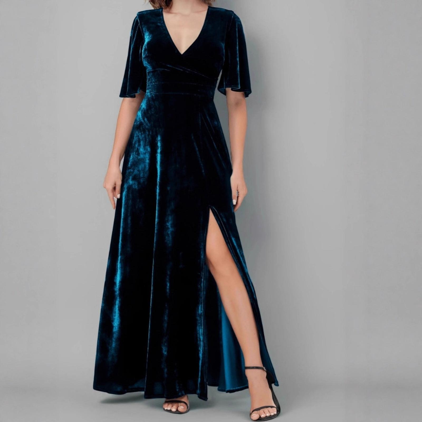 

Women s Casual Fashion V-neck Long Sleeved Retro Christmas Print Retro Dress S синий