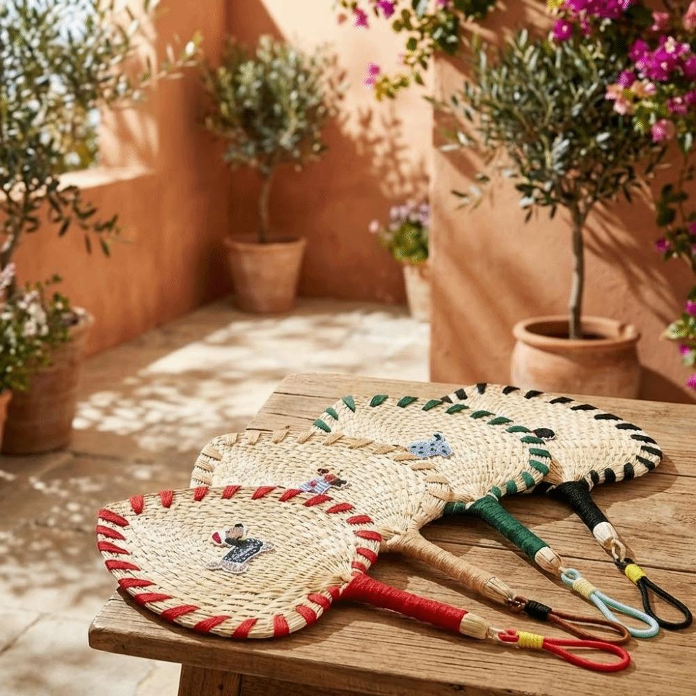 Handmade Straw Woven Fan Cartoon Decorative Fan Portable Handheld Fan  Gift Giving