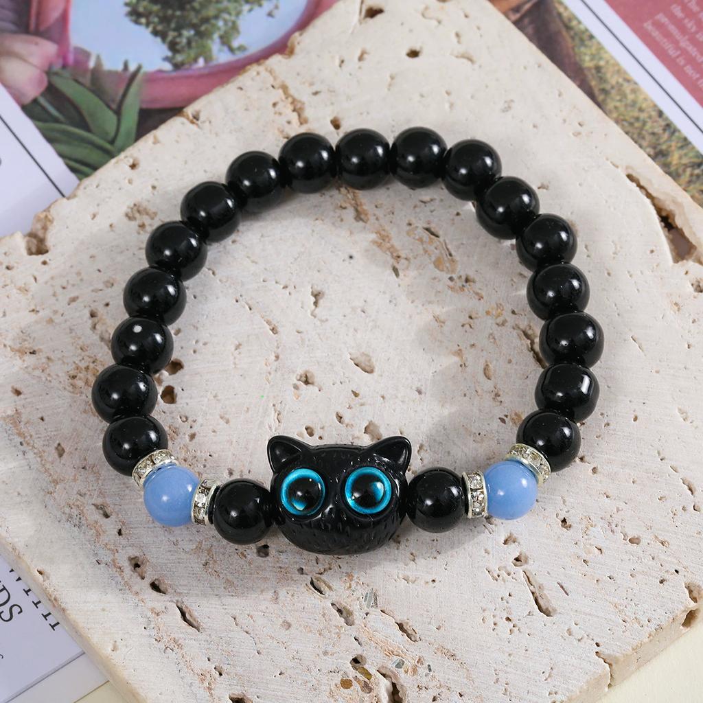 Niedliche Cartoon Katze mit großen Augen Leuchtarmbänder Leuchten im Dunkeln Fluoreszierendes Anhängerarmband für Frauen Paar Freundschaftsschmuck