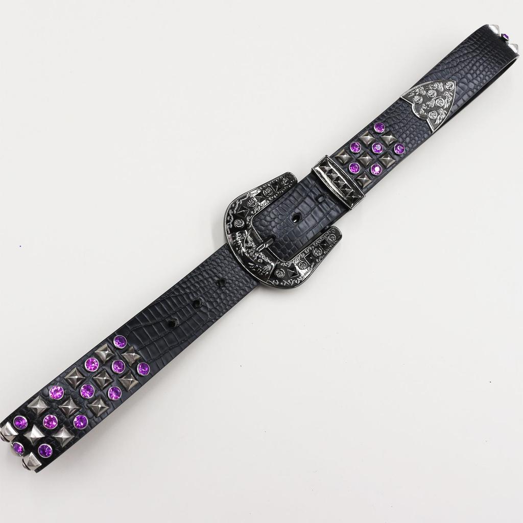 Men's High-End Rhinestone Studded Punk Leather Belt