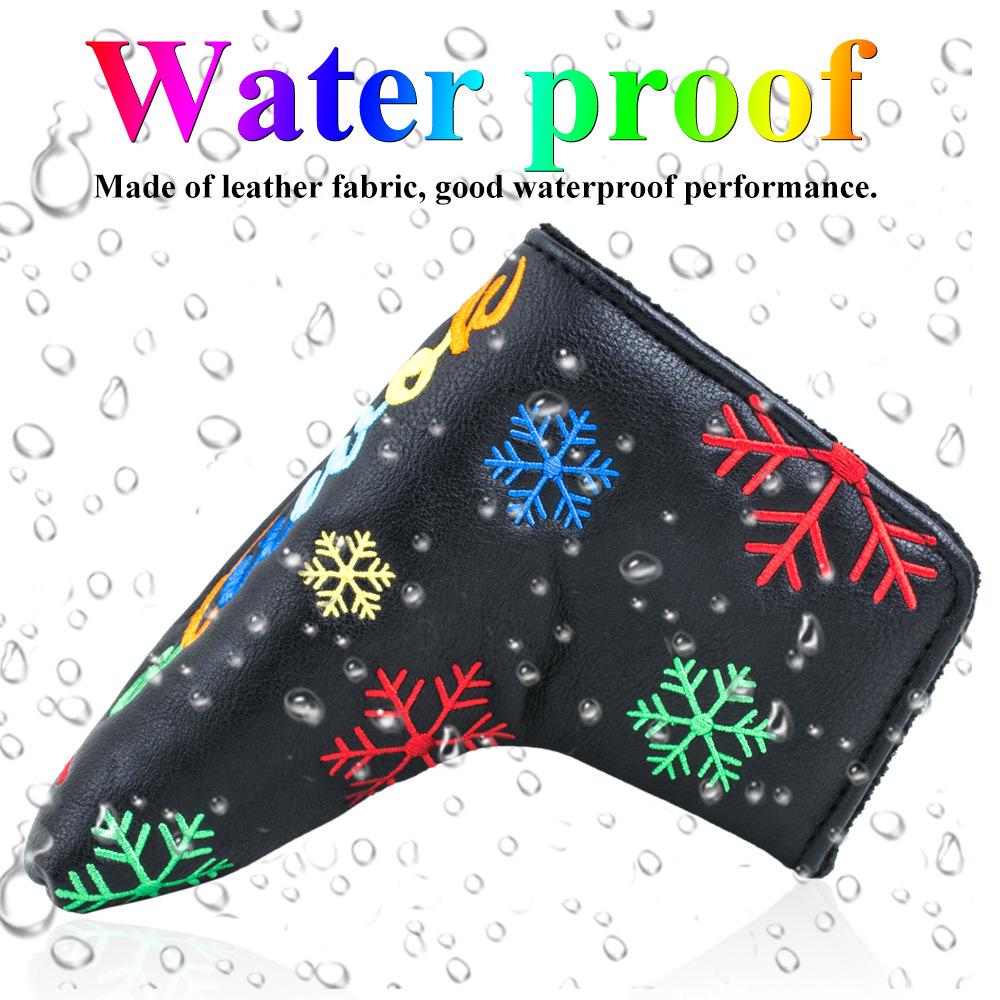 Colorful Embroidered PU Leather Putter Protective Headcover with Magnetic Buckle.