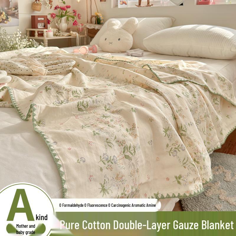 Pure Cotton Double Layer Gauze Summer Blanket for Kids and Adults