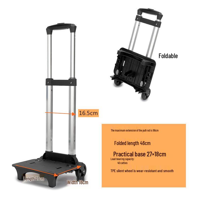 Aluminum Alloy Foldable Student Backpack Trolley with Universal Wheels