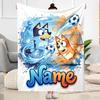 Bluey's Adventure World Customize Your Name Blanket Throw Personalized Blanket Warmthful Decor for Bed Living Room Bedding Chair Four Seasons Universa