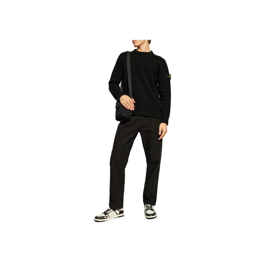 STONE ISLAND Lambs Wool Crewneck Black Men Tops 8115568A3-V0029