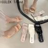 Designer Summer Patent Leather Square Toe Women Slippers Ladies Elegant Outdoor Street Style Thick Heel Slides