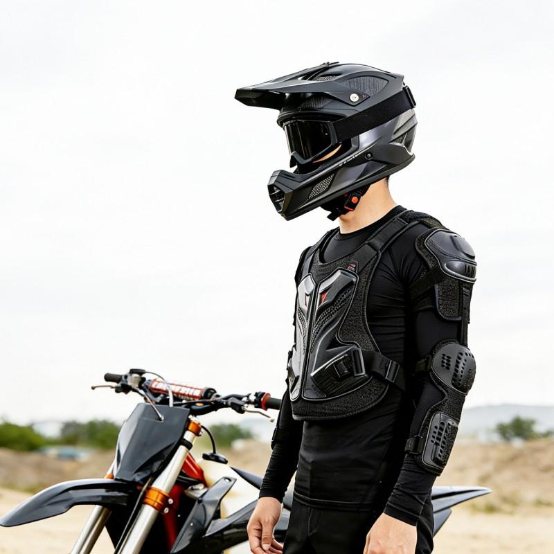 Adult Motorcycle Armor Riding Gear Set Off-Road ATV Dirt Bike Protection With Knee Elbow Shoulder Pads Black