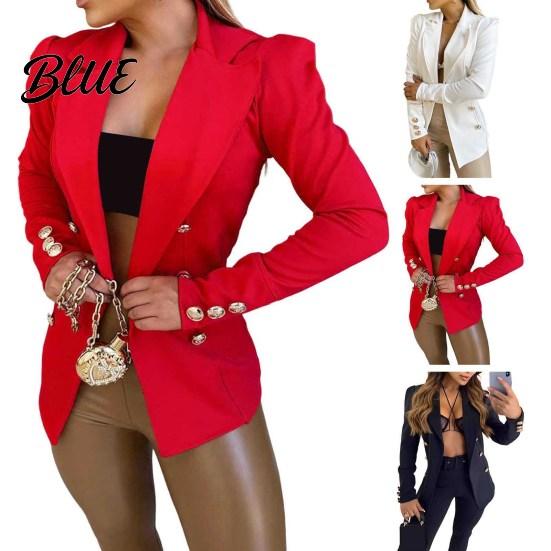 Cardigan Suit Jacket Women Coat Lapel Long Sleeve Solid Color Versatile Open Front Slim Fit Business Outerwear