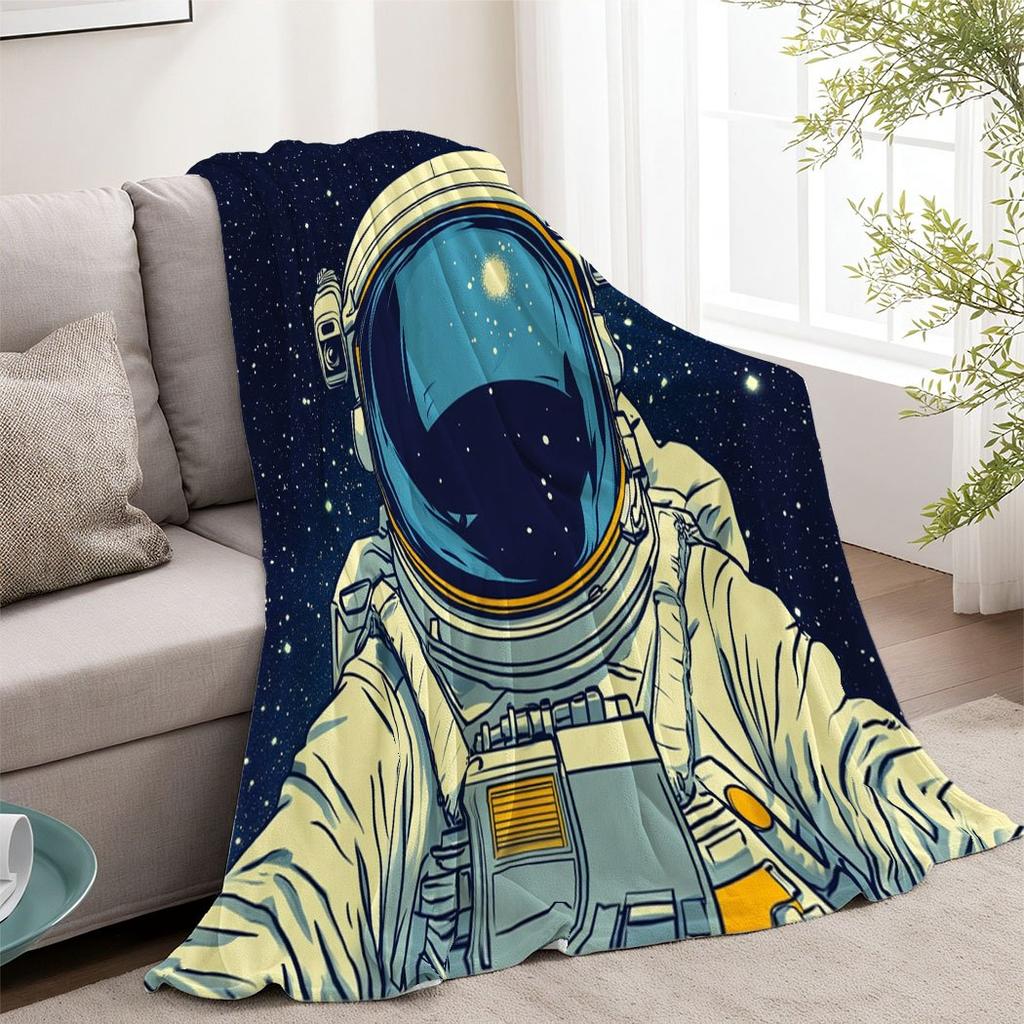 Astronaut Space Print Fleece Throw Blanket Soft Cozy for Home Office Sofa Car All Season Gift 150x200cm 59x79in