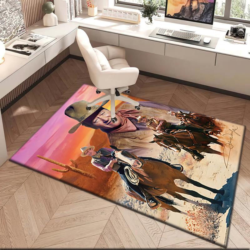 1pc John Wayne's vintage cowboy poster Carpet Rug for Living Room Bedroom Home Sofa Decoration,Kids play Non-slip Floor Mat