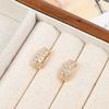 Gold-Plated Diamond Geometric C-Shaped Earrings - Women's High-End Niche Design, Fashionable and Elegant.