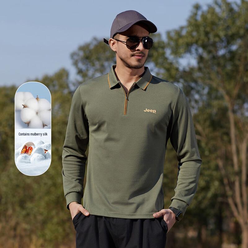 JEEP Men s Casual Long Sleeve Polo Shirt 3XL