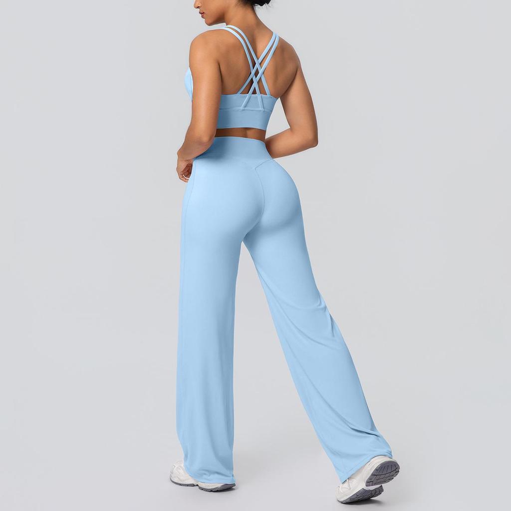 Sexy Sport-BH mit Kreuzrücken & High-Waist Yoga-Hosen Set - Schnelltrocknende Fitnessbekleidung