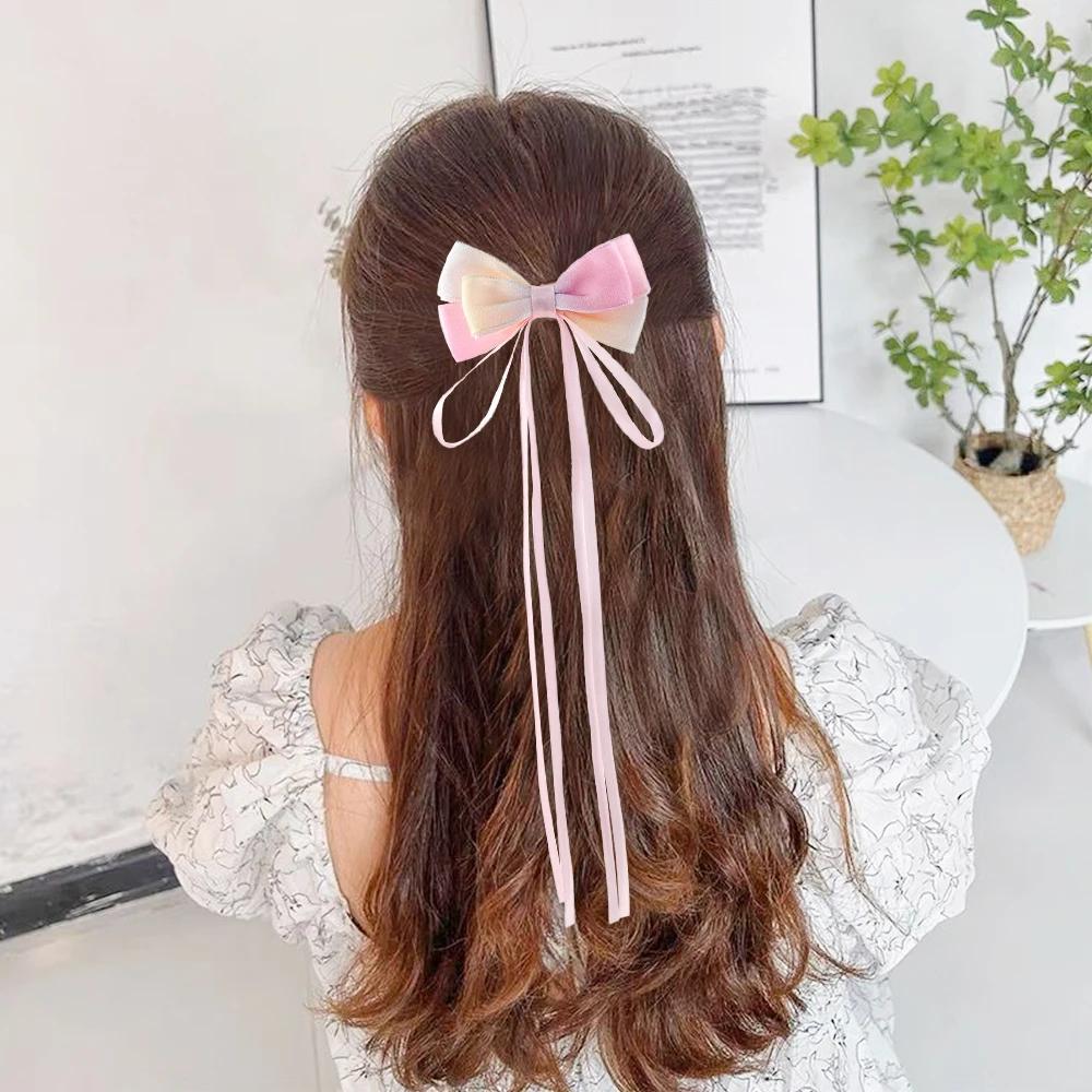 Gradient Bow Tassel Hairpins New Chinese Style Children Sweet Girls Lovely Hair Clips Women Barrettes Hairgrips Hair Accessories