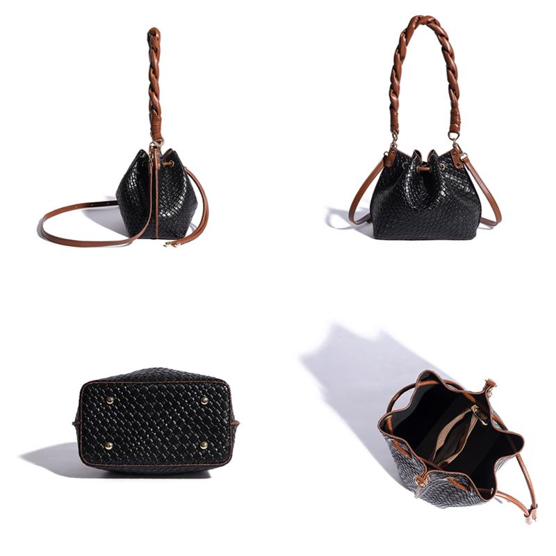 Women's Leather PU Shoulder Bag Bucket Crossbody Bag for Girls Office Bag Large Capacity Luxury Fashion