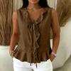 Ladies Camisole Tops UK Button Down Ruffle Hem Vest Tops Women UK Boho Tops for Women Summer Tops for Women UK