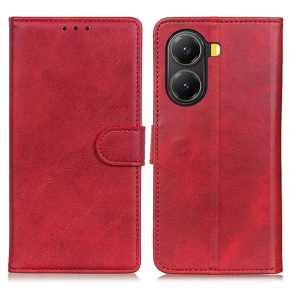 

Для Xiaomi Poco X7 Pro 5G/Redmi Turbo 4 5G Чехол-кошелек Кожа с текстурой коровьей шкуры Чехол-подставка для телефона Red