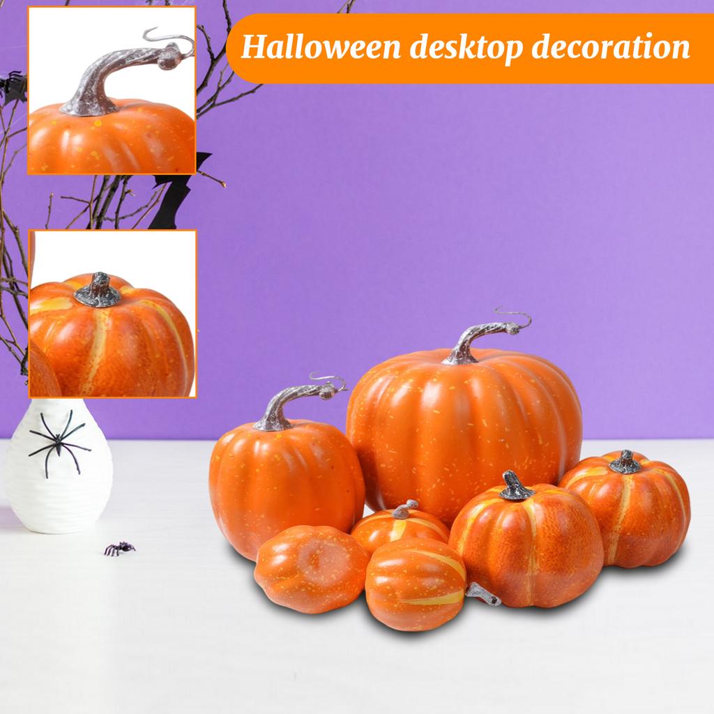 7pcs Simulation Pumpkin Model Orange Foam Pumpkin Suit