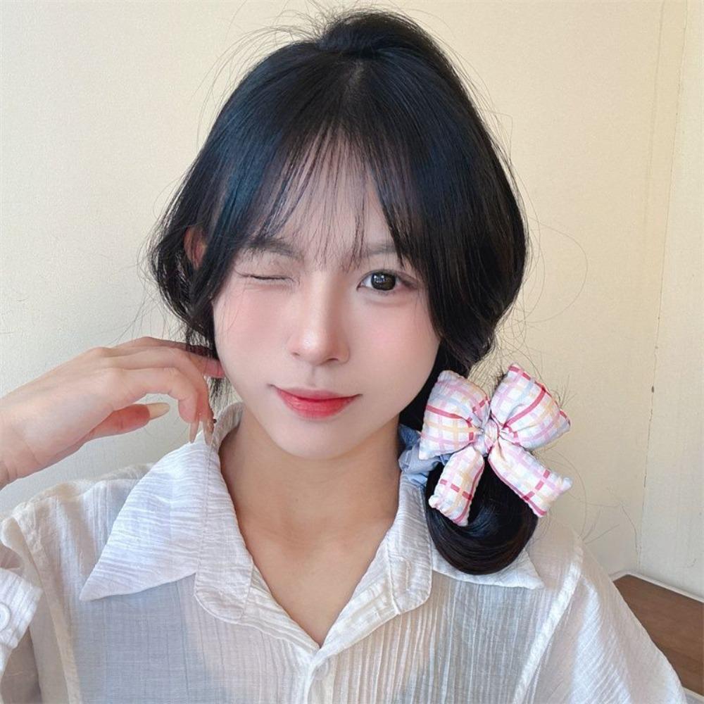 Sweet Girl Style Ponytail Headwear Dot Print Flower Elastic Rubber Bands for Girl's Women