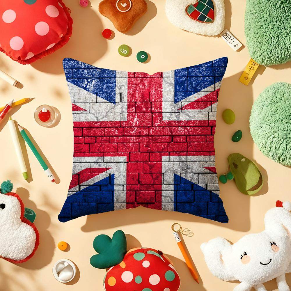 Union Jack Flag Cushion Cover Plush Fabric Soft DoubleSided Printed Sofa Warm Winter Home Gift Pillow Cover