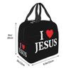 I Love Jesus Text Print Lunch Bags Insulated Bento Box Lunch Tote Leakproof Picnic Bags Thermal Bag for Woman Girl School