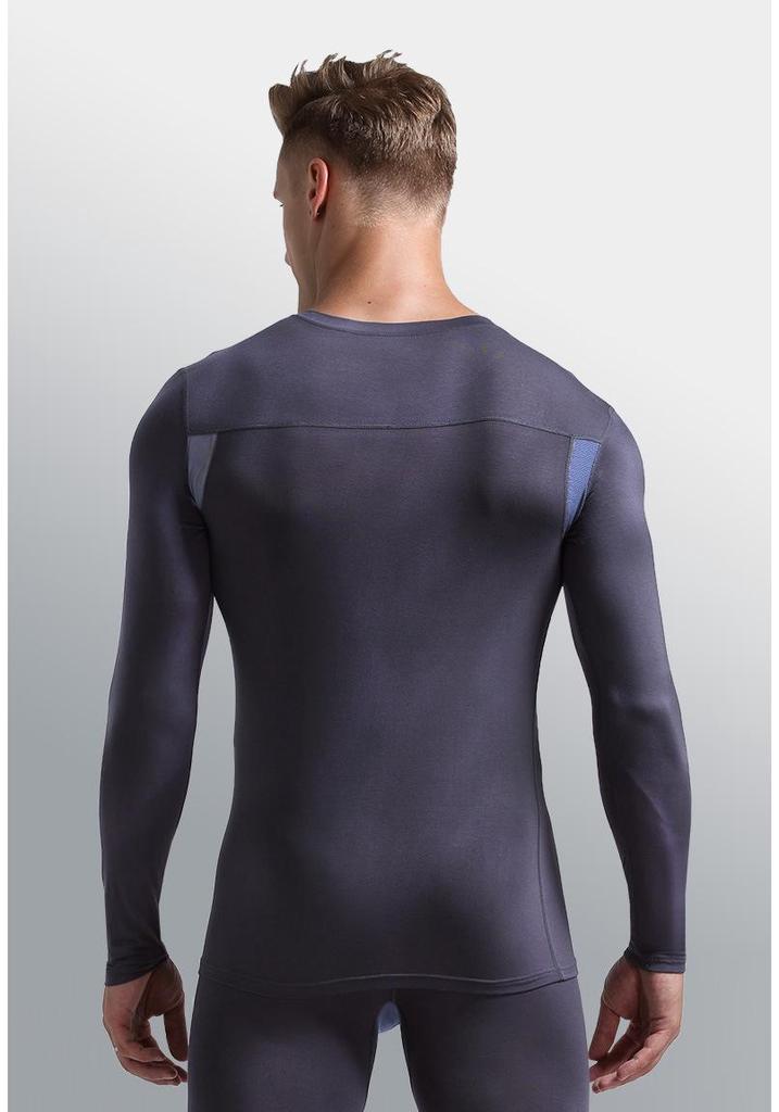 Men's Slim-fit Warm Mesh Base Layer Shirt - Round Neck, Breathable, Sweat-wicking, Thin Top for Autumn/Winter