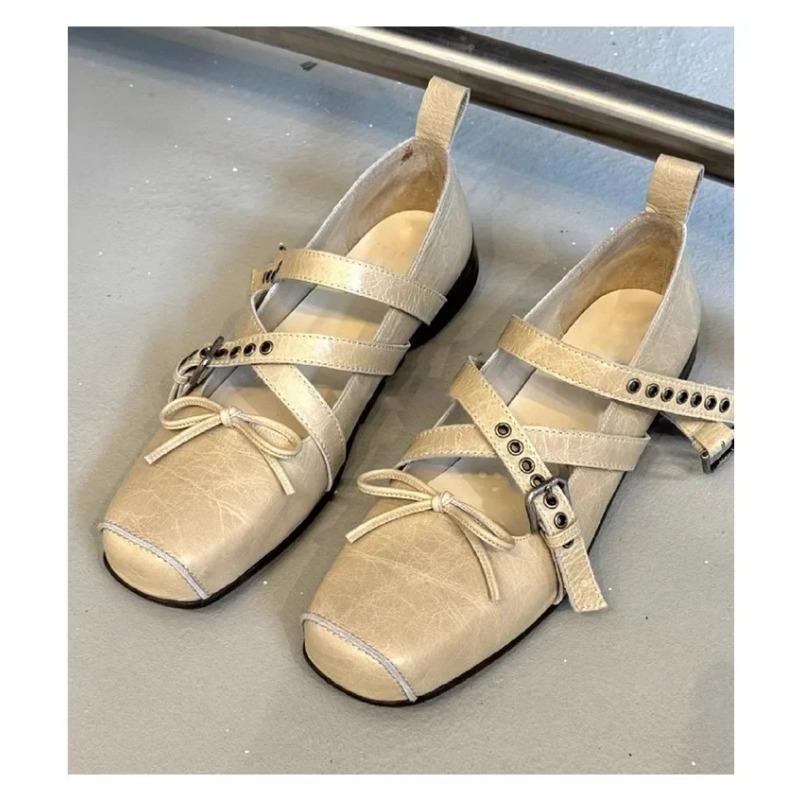 2025Women's Shoes New Spring Square Toe One-line Buckle  Buckle Decoration  Shoes Women Outdoor Daily Commute Zapatos De Mujer