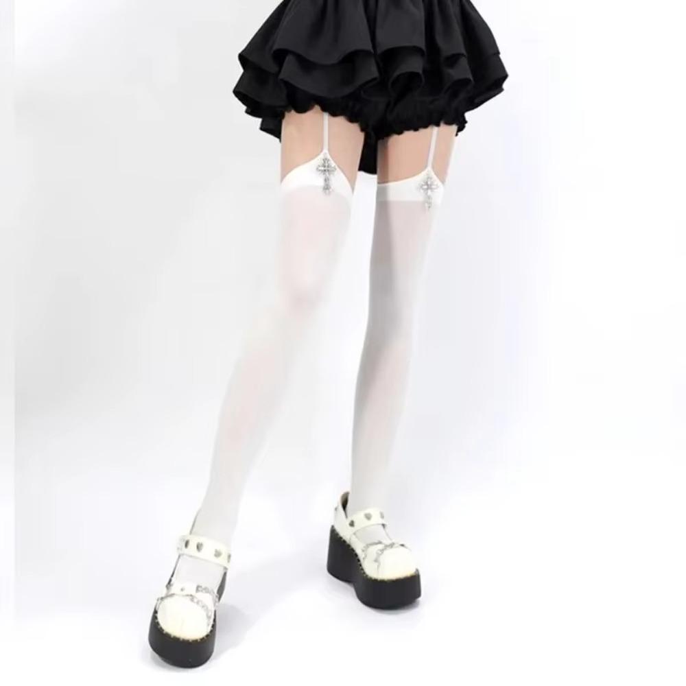 Thin Women Suspender Socks Gothic Style Thigh High Over Knee New Lolita Anime Stockings