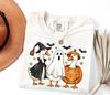 Halloween Goose Trio Comfort Colors® Tee, Spooky Witch Ghost Pumpkin Costume Shirt, Spooky Fall Goose Crewneck with Pumpkin