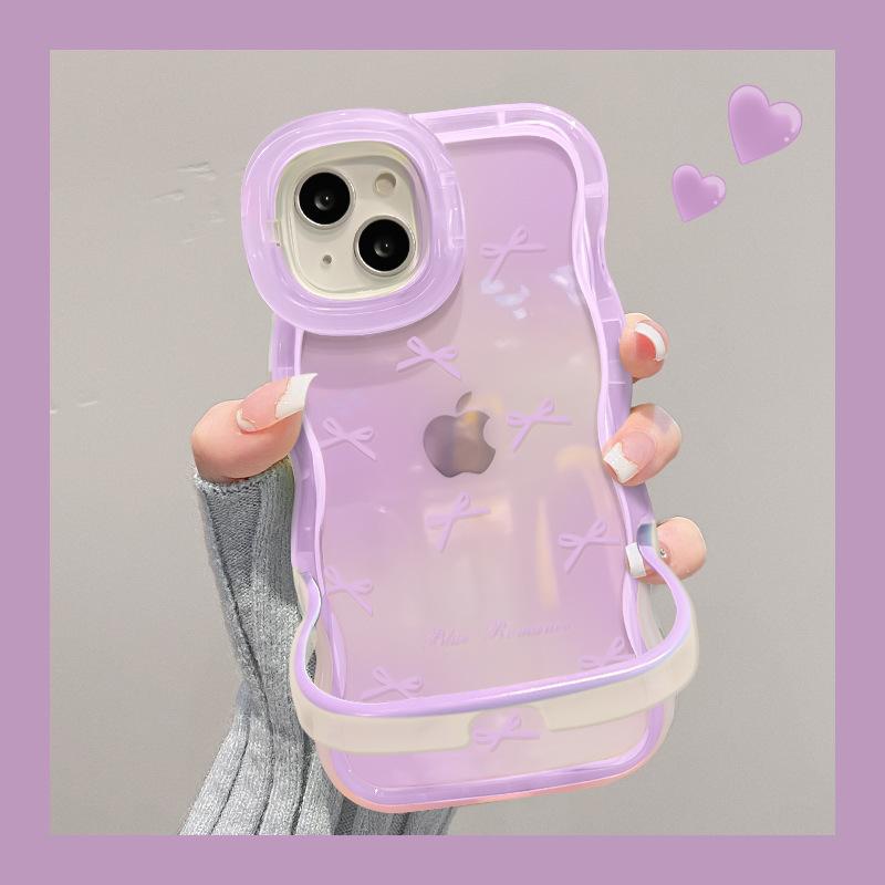 

Подходит для Apple 15 Прозрачный чехол для мобильного телефона на лето IPhone 14 Полный экран Bow 13 Волнистая сторона Невидимый двойной кронштейн iphone 13