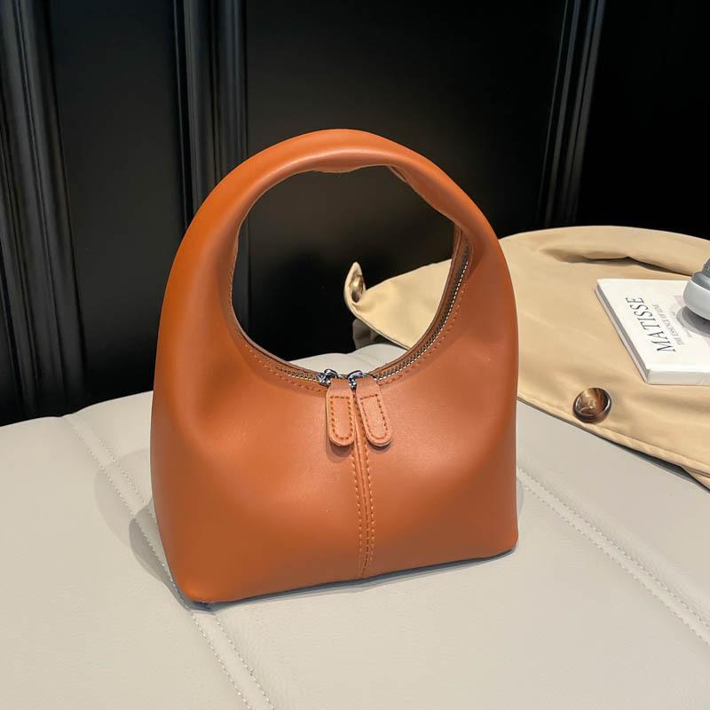 New Vintage Faux Leather Shoulder Bag, Small Dumpling Crossbody Purse, Soft Handbag with Zipper Closure