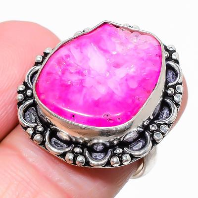 Pink Solar Quartz Gemstone 925 Sterling Silver Jewelry Ring Size 7 h6F21