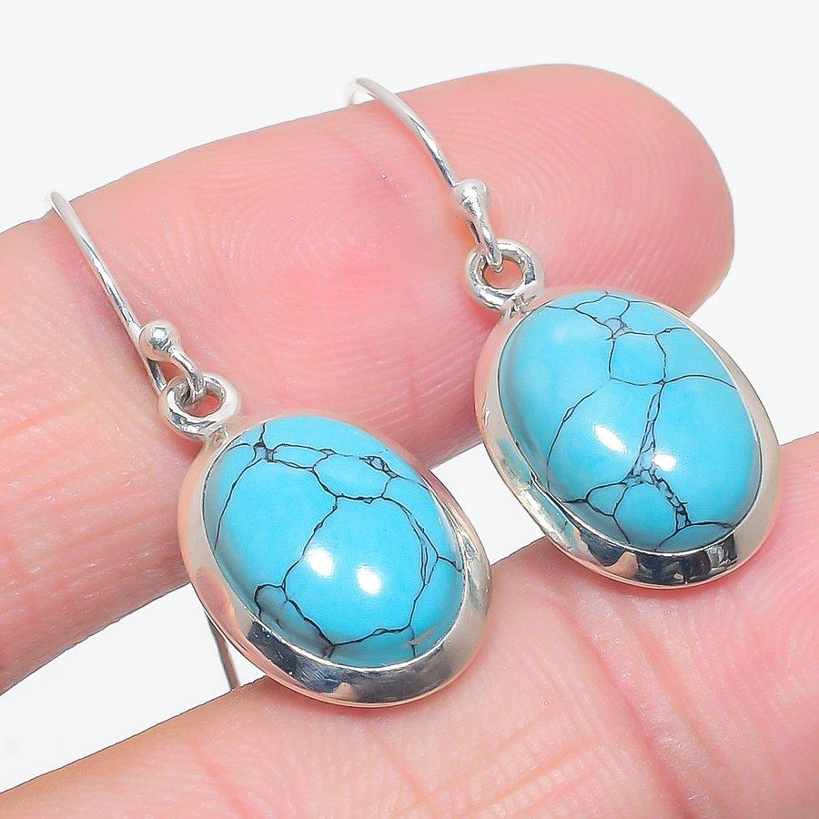 

Серьги ручной работы из чистого серебра 925 пробы с натуральным бирюзовым камнем 1,50 дюйма H8B17