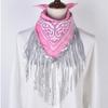 Cowboy Style Cowgirl Bandanas Tassel Trim Neckerchief Western Accessory Women Bandanas