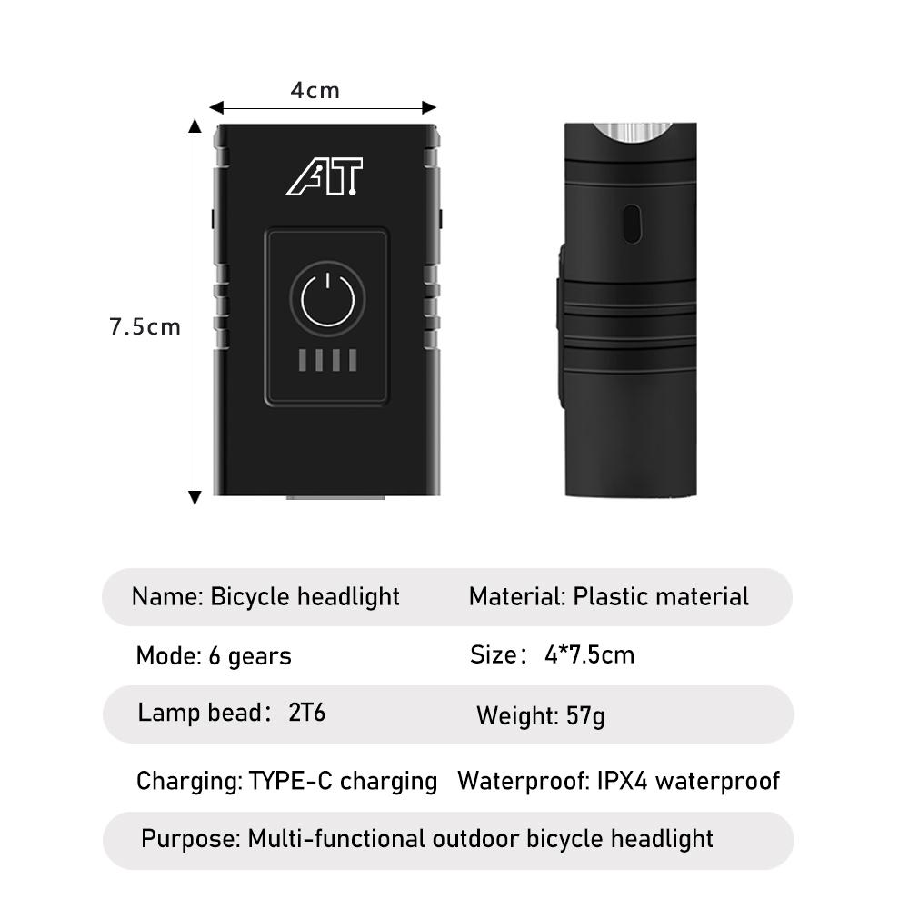 LED Bicycle Front Light TypeC Rechargeable Bicycle Headlight MTB Road Bike Headlamp Easy to Install Cycling Accessories