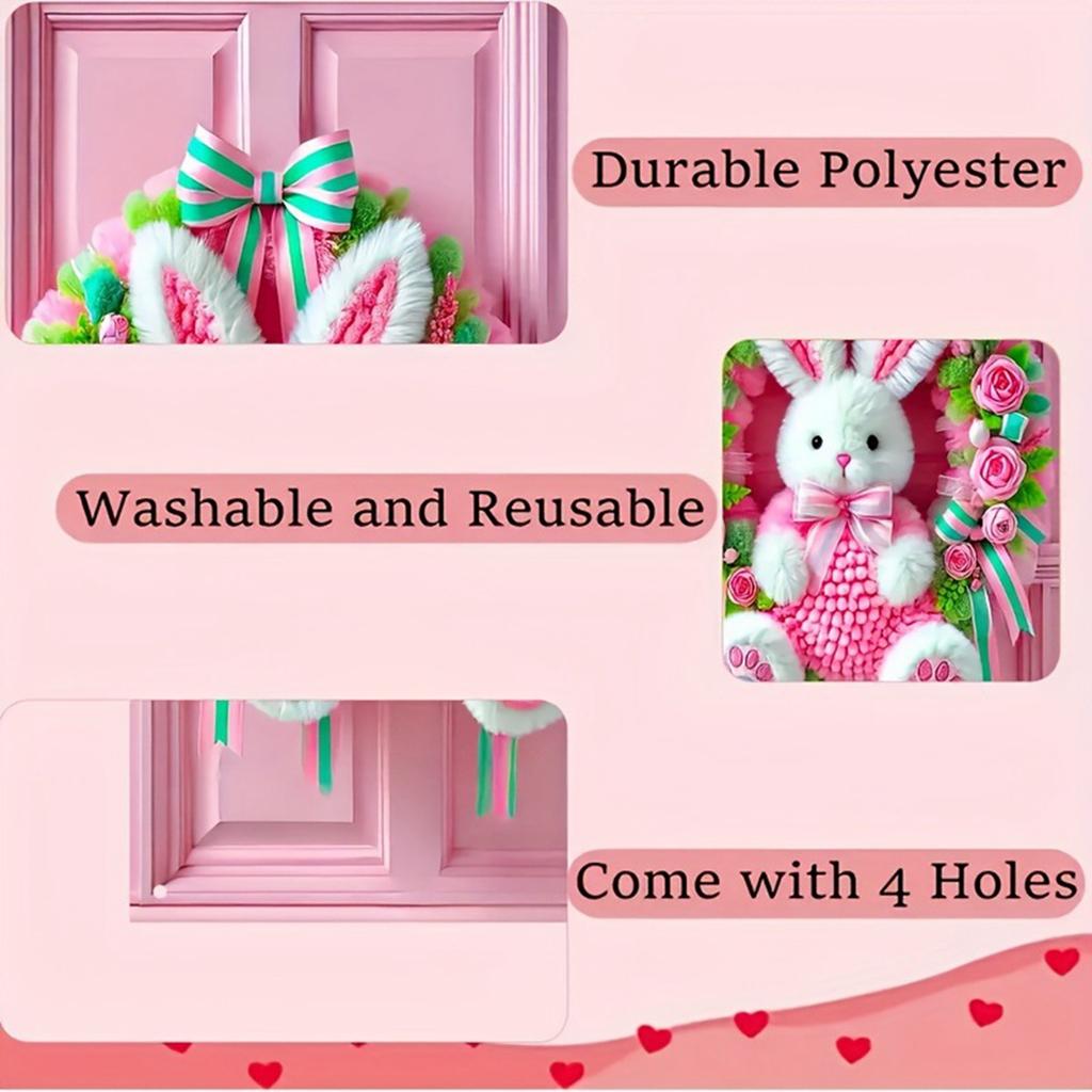 Bandera de Puerta Temática de Pascua con Patrón de Conejito de Pascua y Zanahoria Decoración Festiva Adecuada para la Entrada del Jardín Festivo