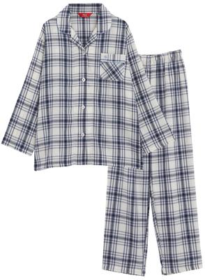 Kaituck Family POLO BCS Women's Yarn-Dyed Viyella Brushed Shirt Pajamas, Long Sleeve, Check Pattern, Spring/Autumn, Sizes M/L (M, Ivory)
